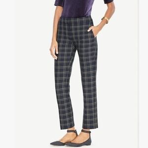 Ann Taylor Black And White Plaid Straight-Leg Pants